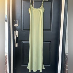 Long sage green casual dress.
